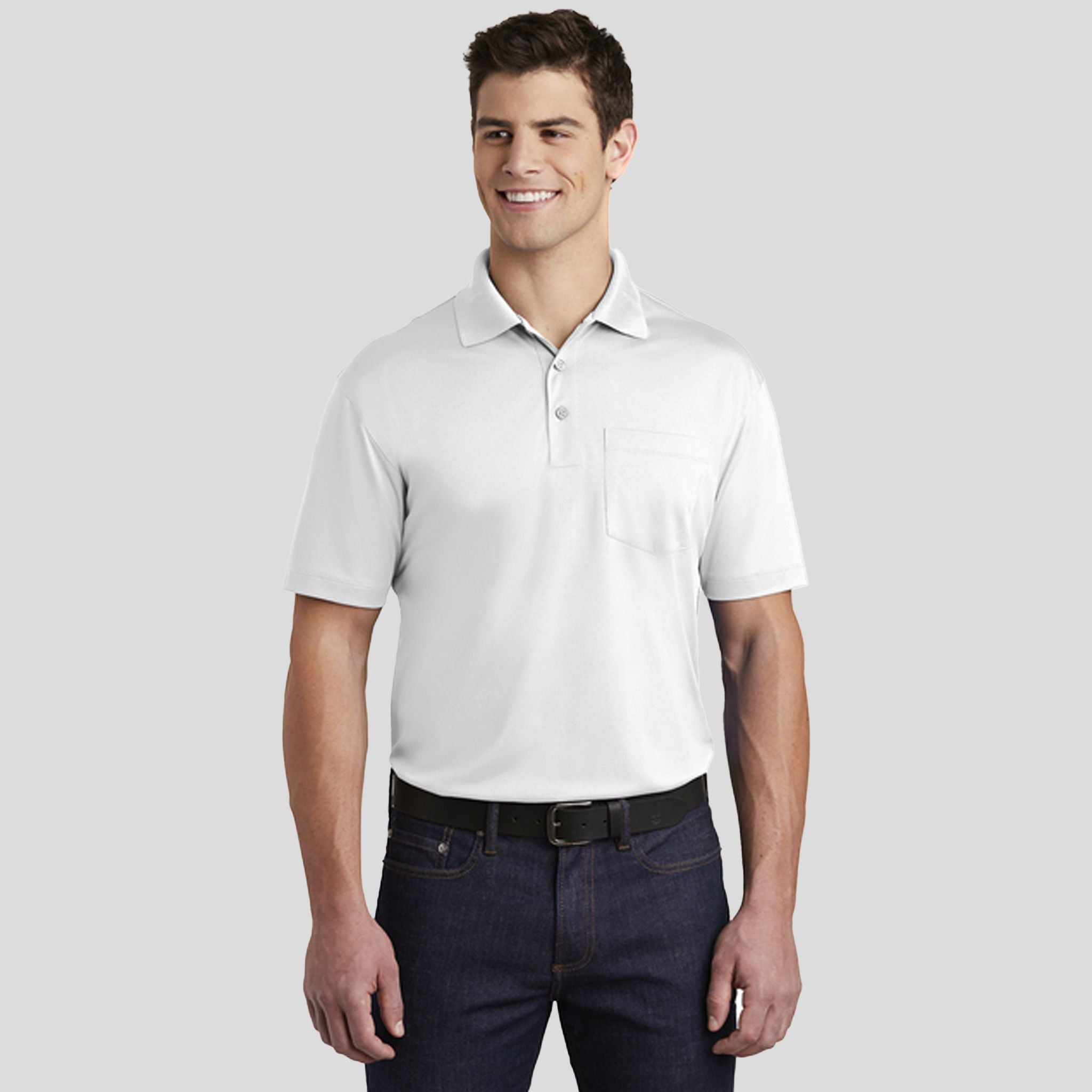 Micropique Sport-Wickยฎ Pocket Polo | White