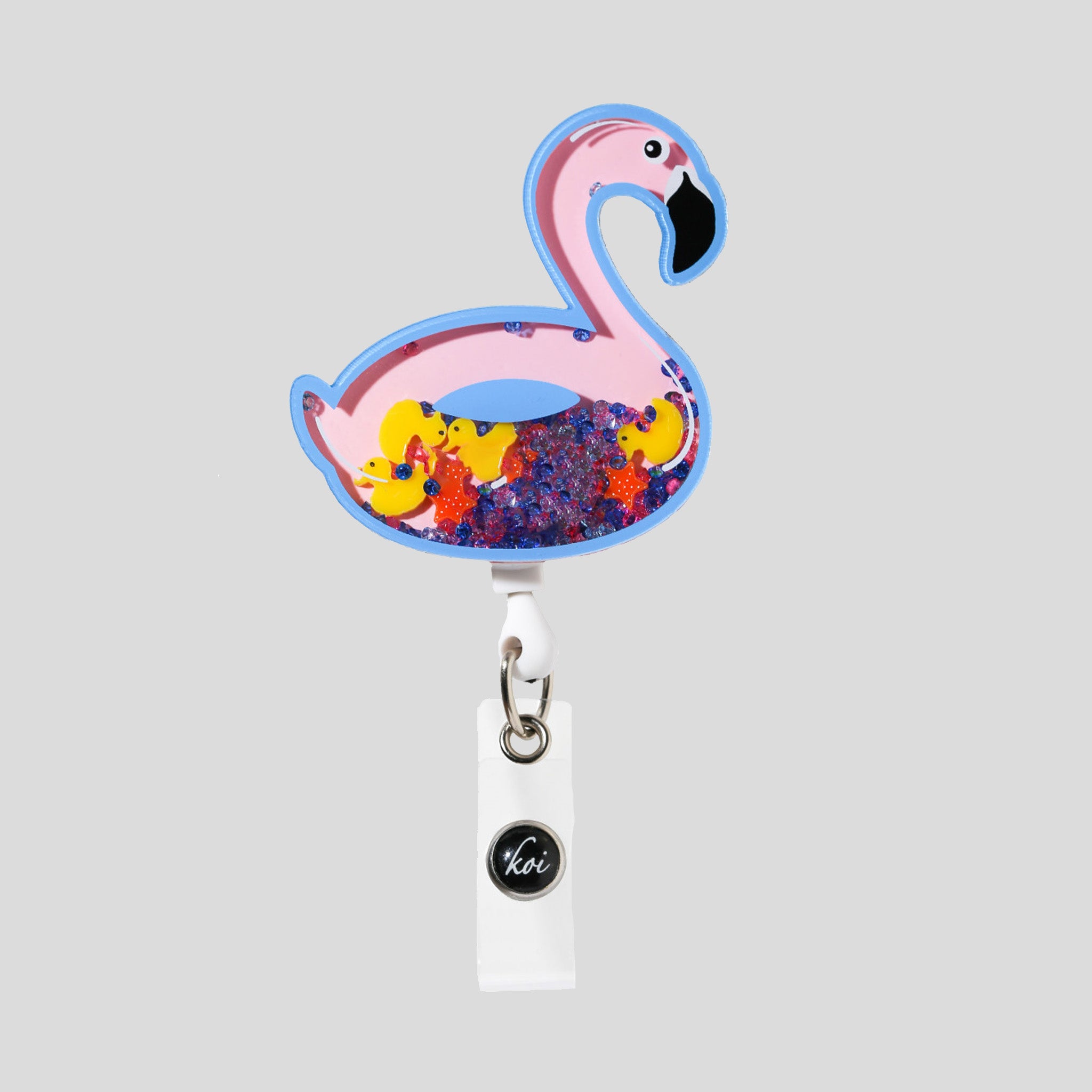 Flamingo Floatie Shaker Badge Reel