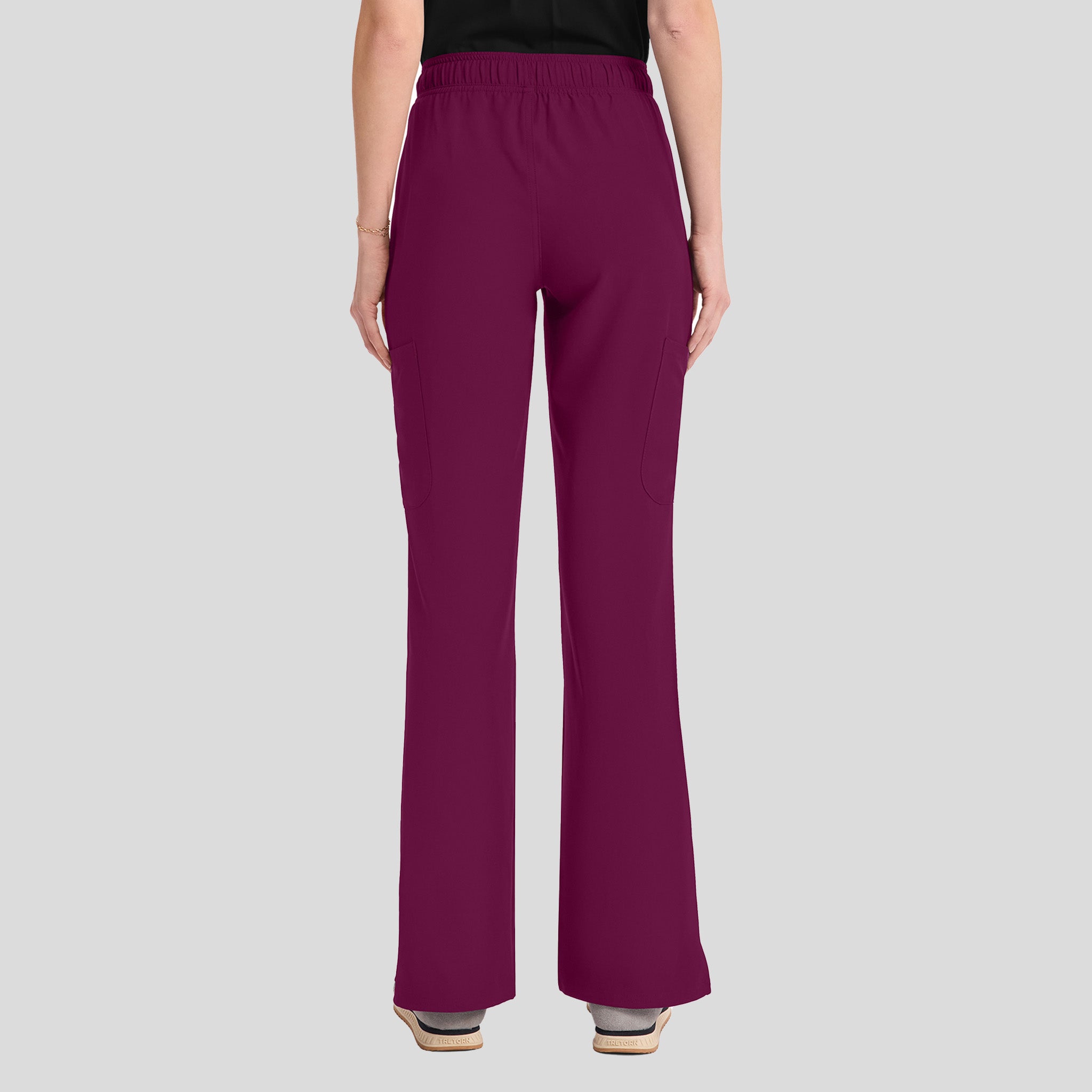 Mid Rise Flare Leg Scrub Pant | Wine