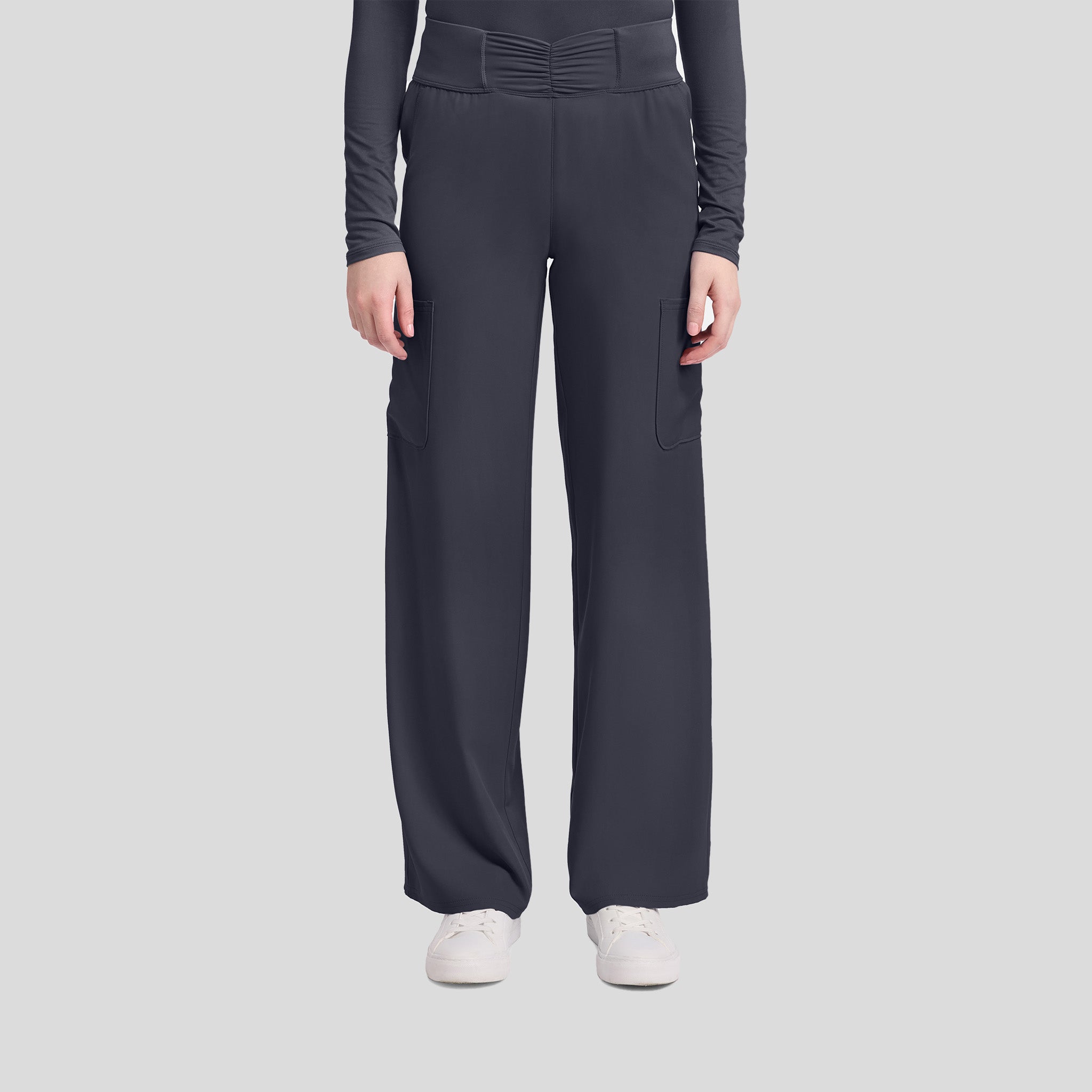 5-Pocket Ruched Wide Leg Scrub Pant | Pewter