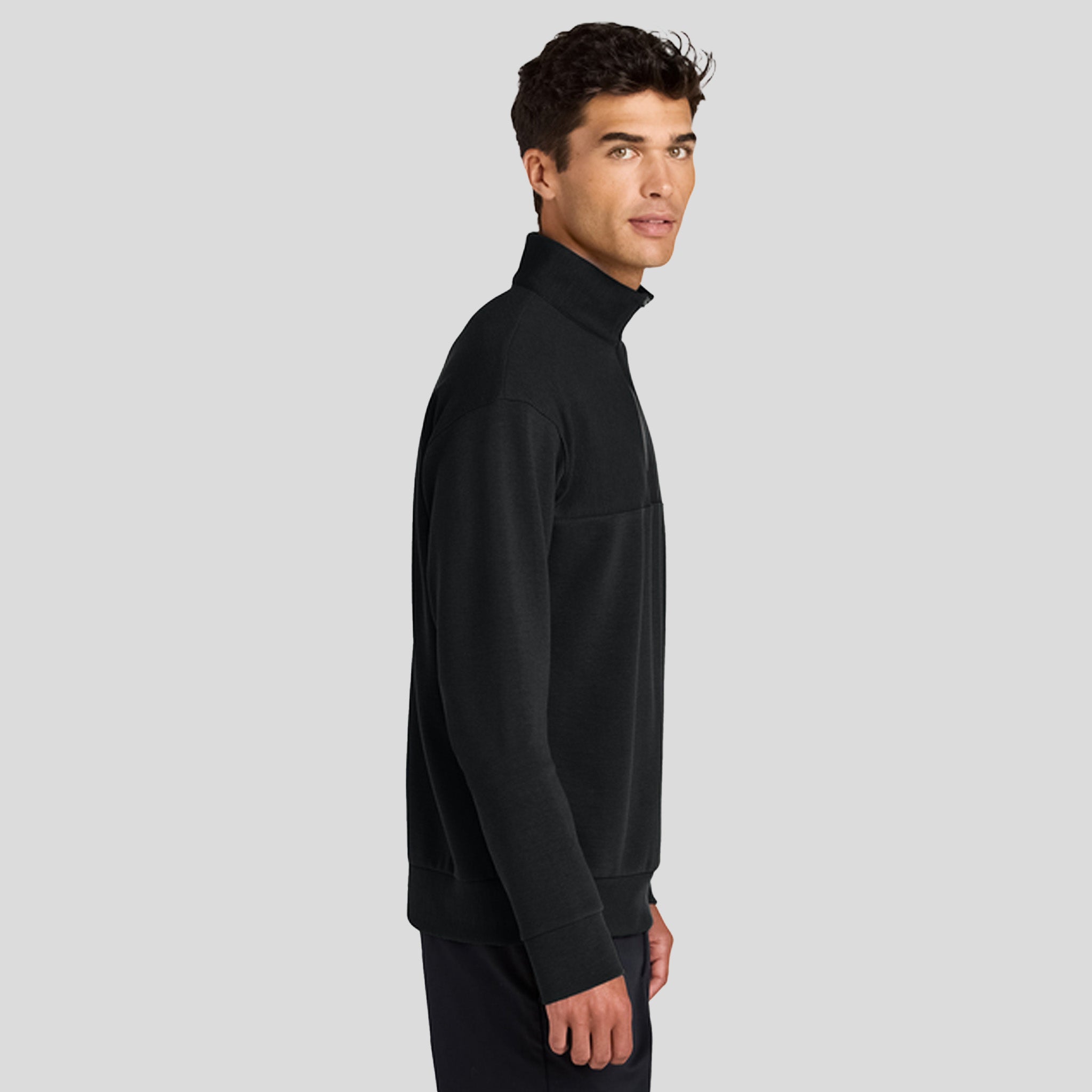 Linear Texture 1/4-Zip | Deep Black