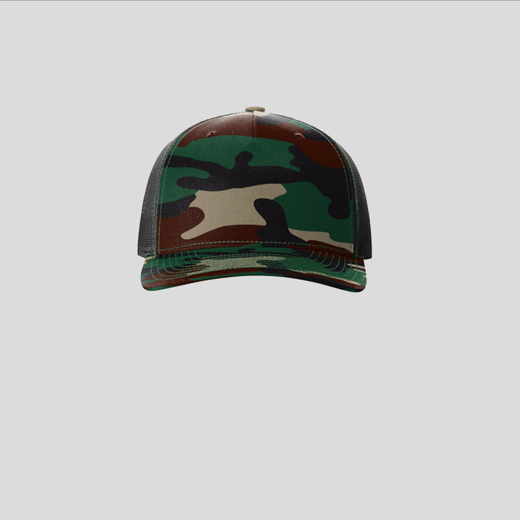 Printed Five-Panel Trucker Hat | Green Camo/Black