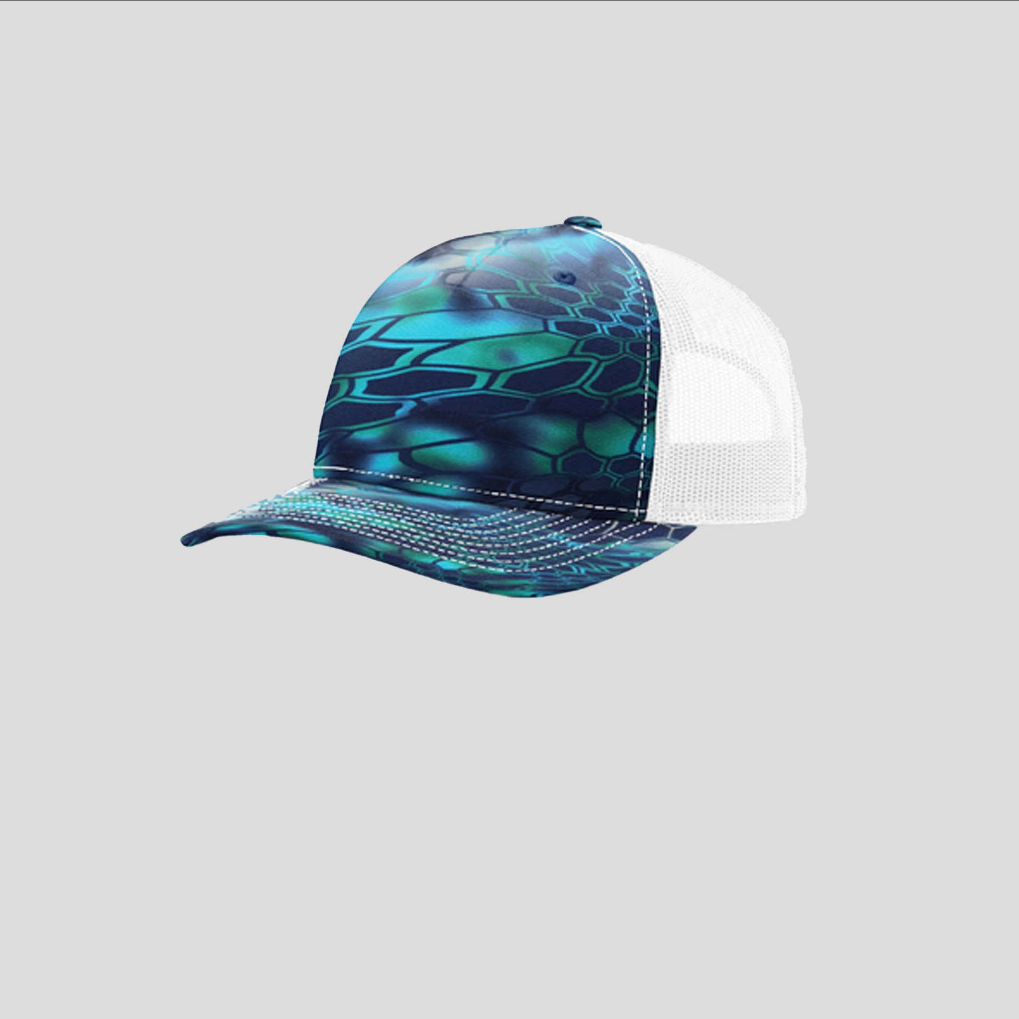 Printed Five-Panel Trucker Hat | Kryptek Pontus/White