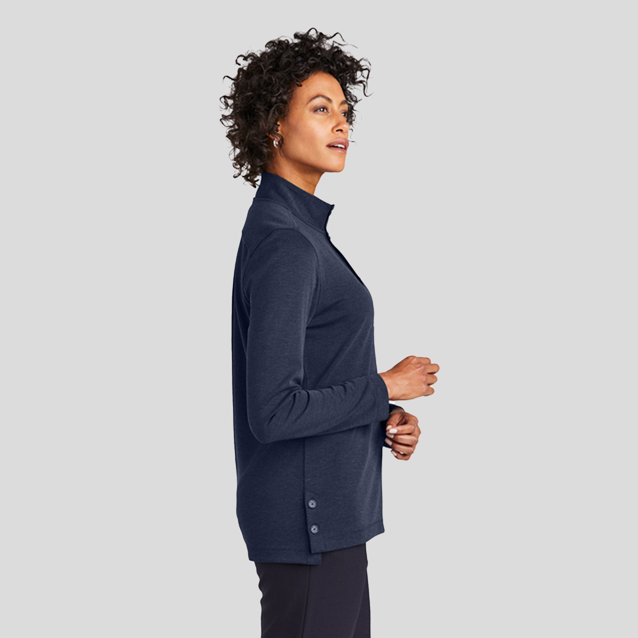 Womenβs Mid-Layer Stretch 1/2-Button | Navy Blazer Heather