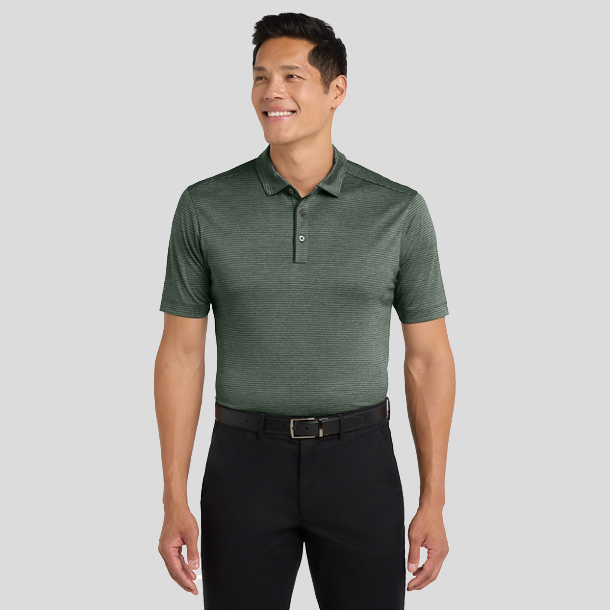 Shadow Stripe Polo | Deep Forest Green