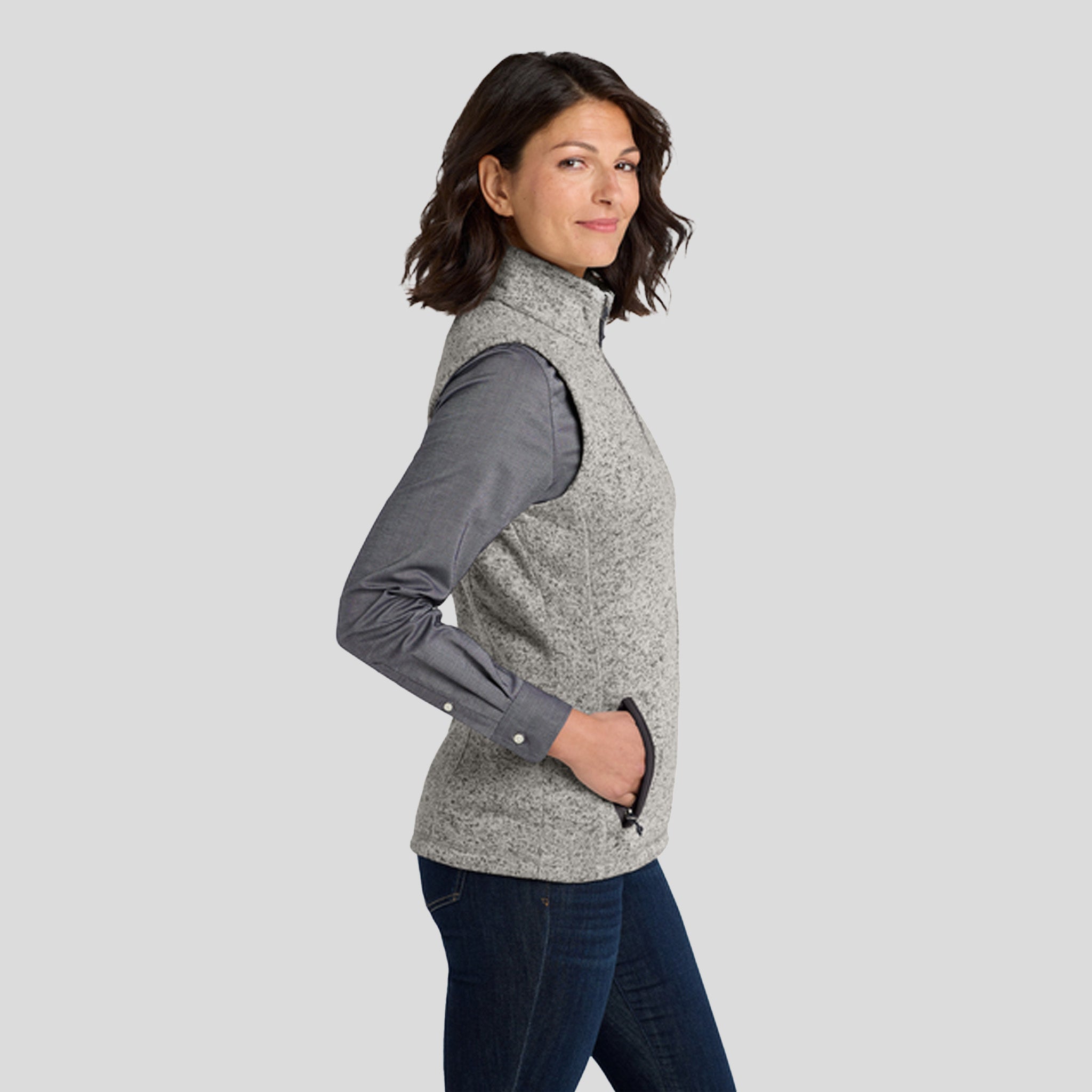 Women's Sweater Fleece Vest | Grey Heather