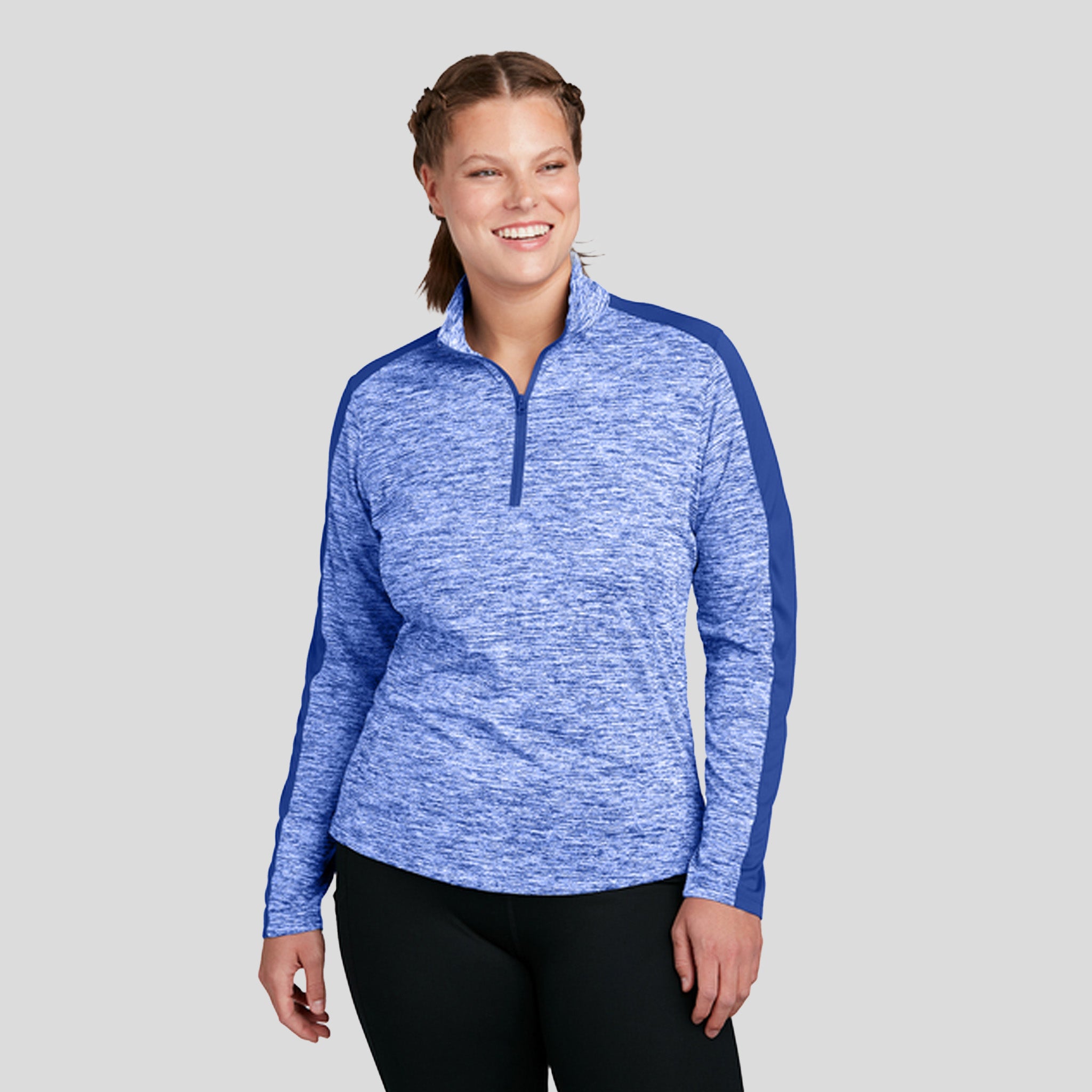 Women's PosiChargeยฎ Electric Heather Colorblock 1/4-Zip Pullover | True Royal Electric/True Royal