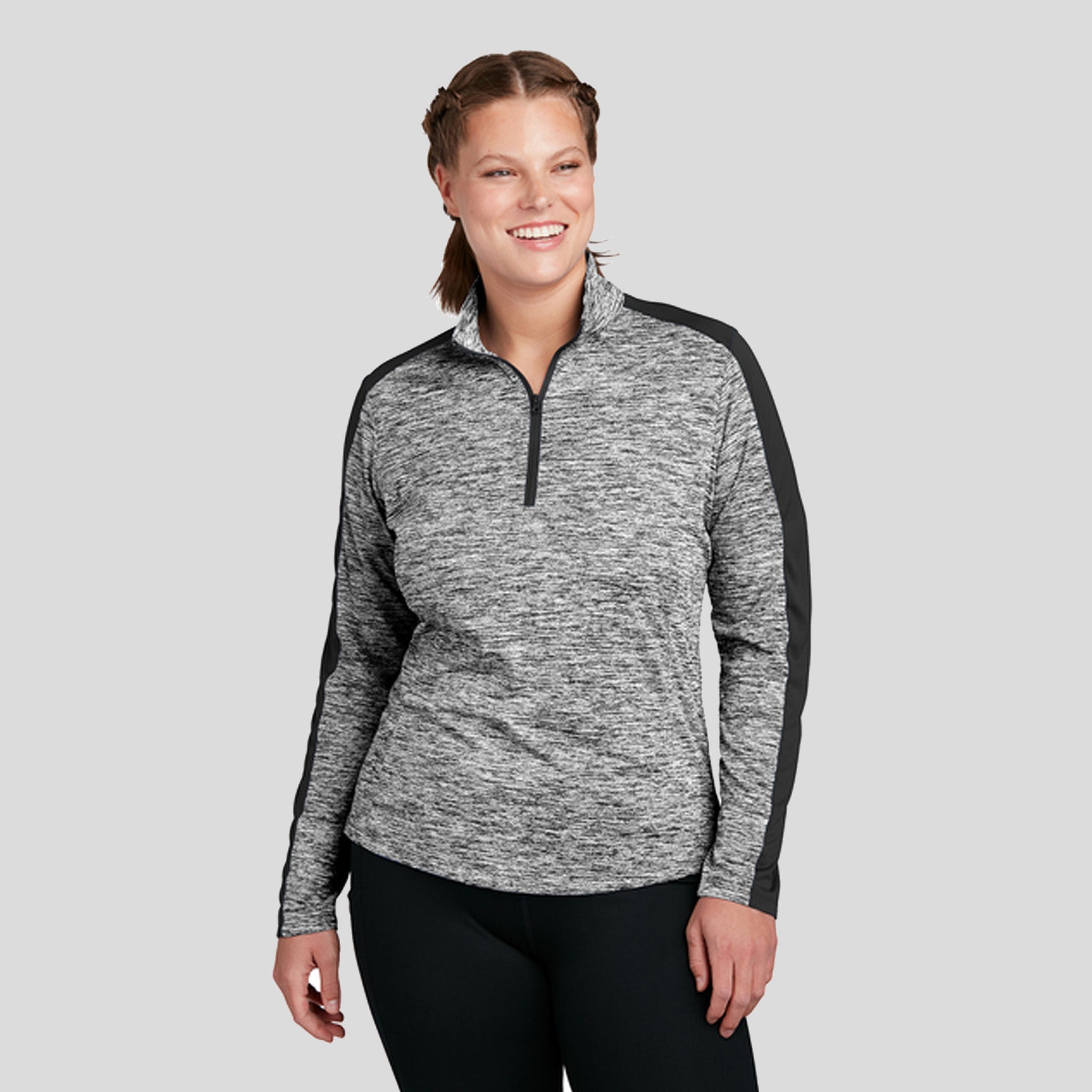 Women's PosiChargeยฎ Electric Heather Colorblock 1/4-Zip Pullover | Black Electric/Black