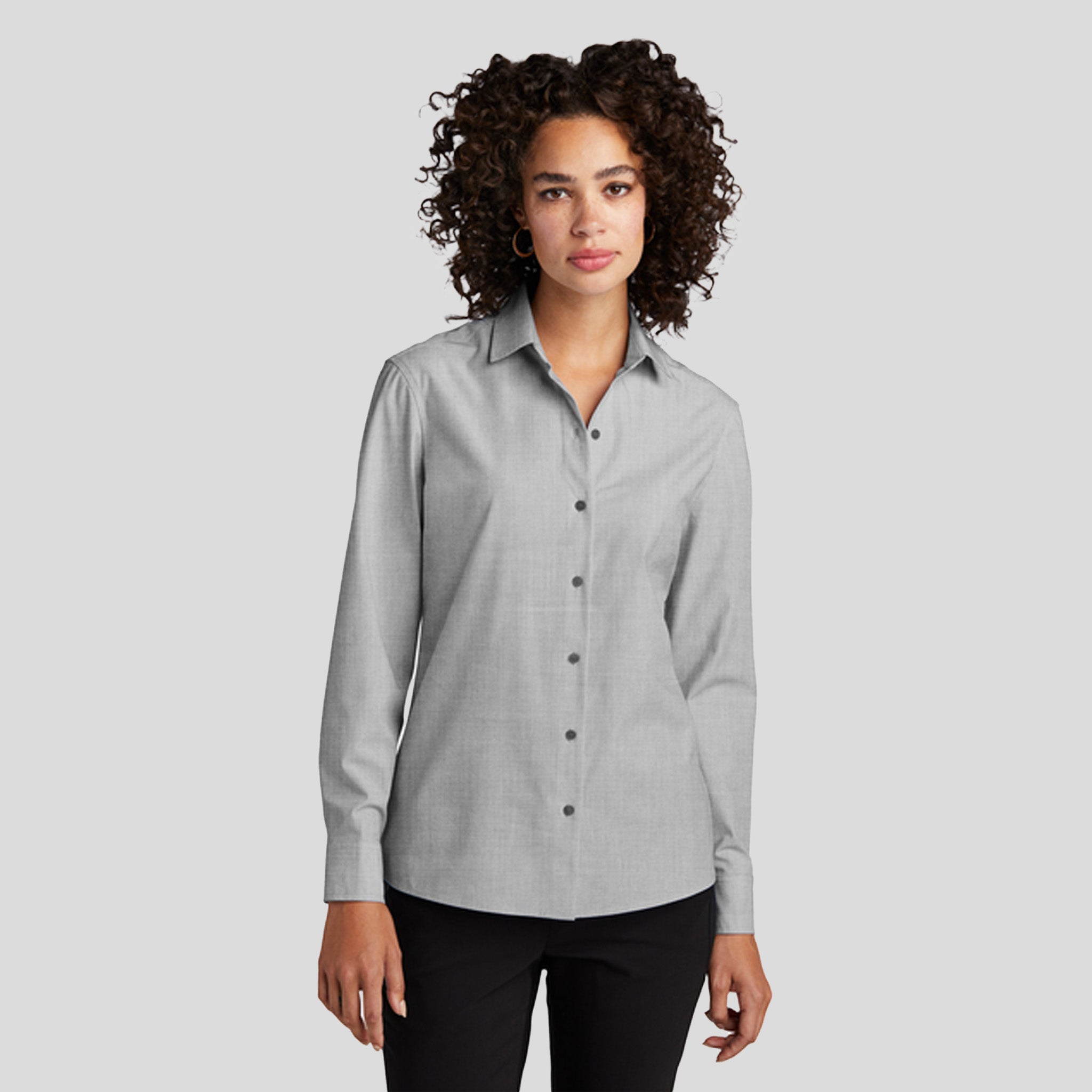 Womenβs Long Sleeve Stretch Woven Shirt | Gusty Grey End On End