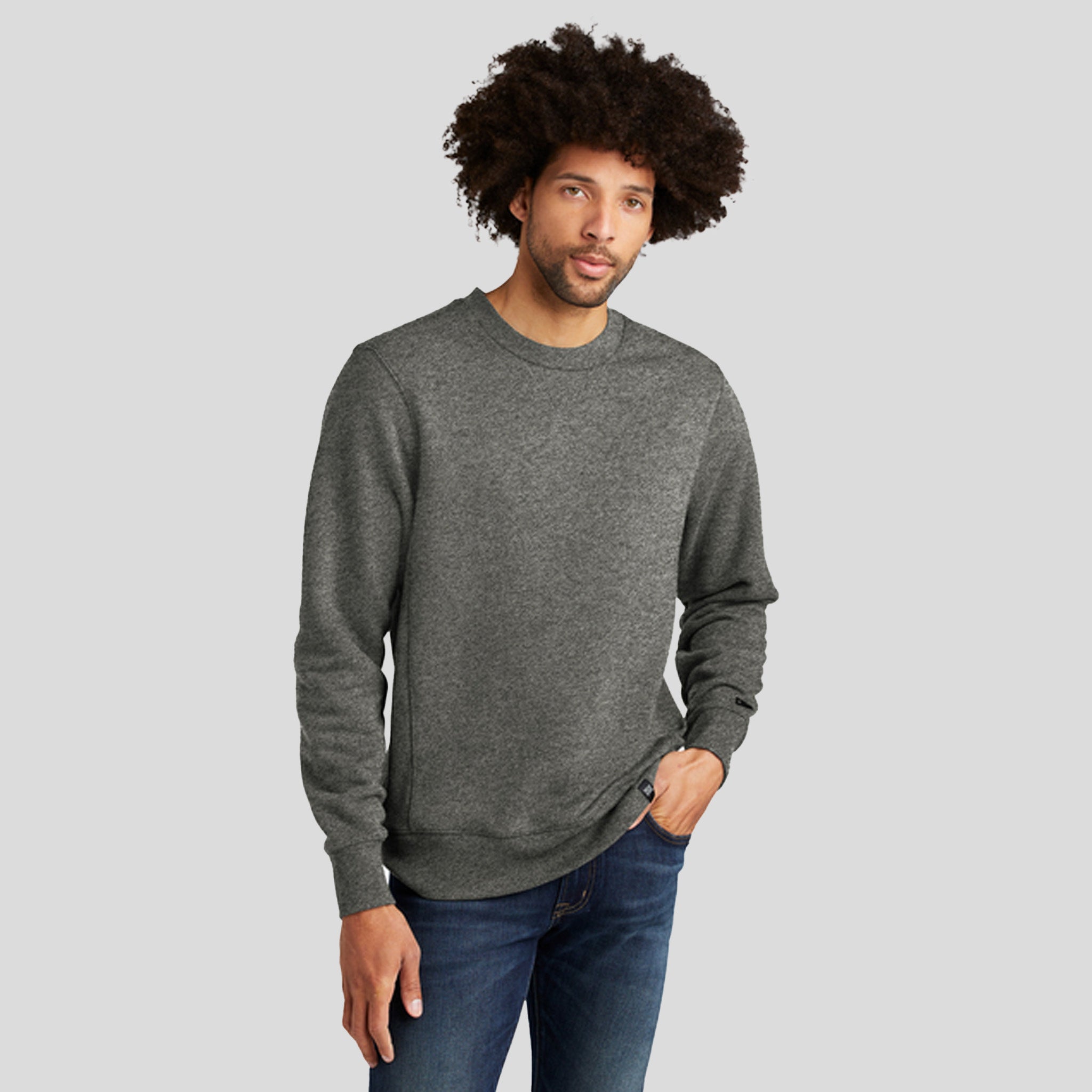 Men's French Terry Crew | Black Twist