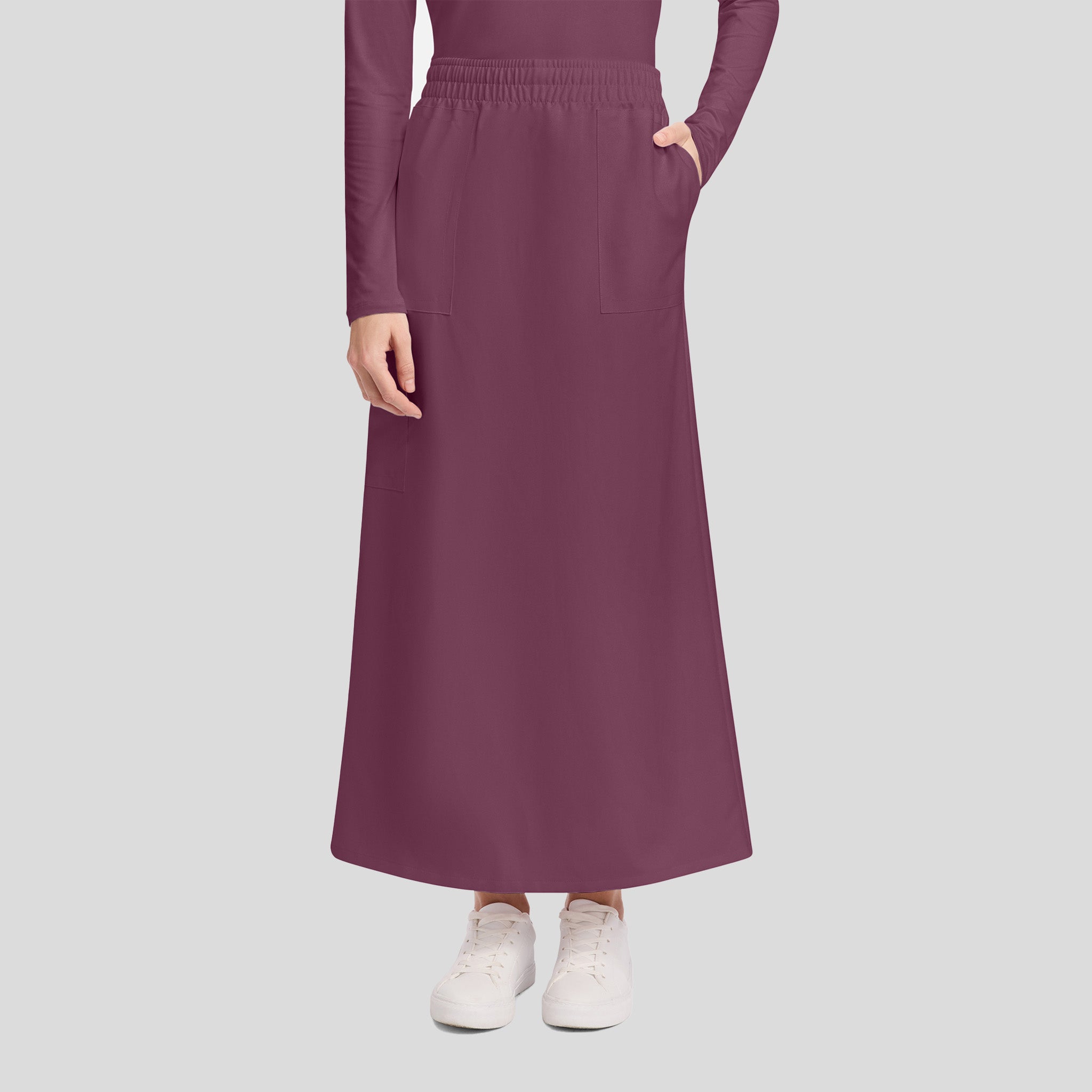 3-Pocket Maxi Scrub Skirt | Wine