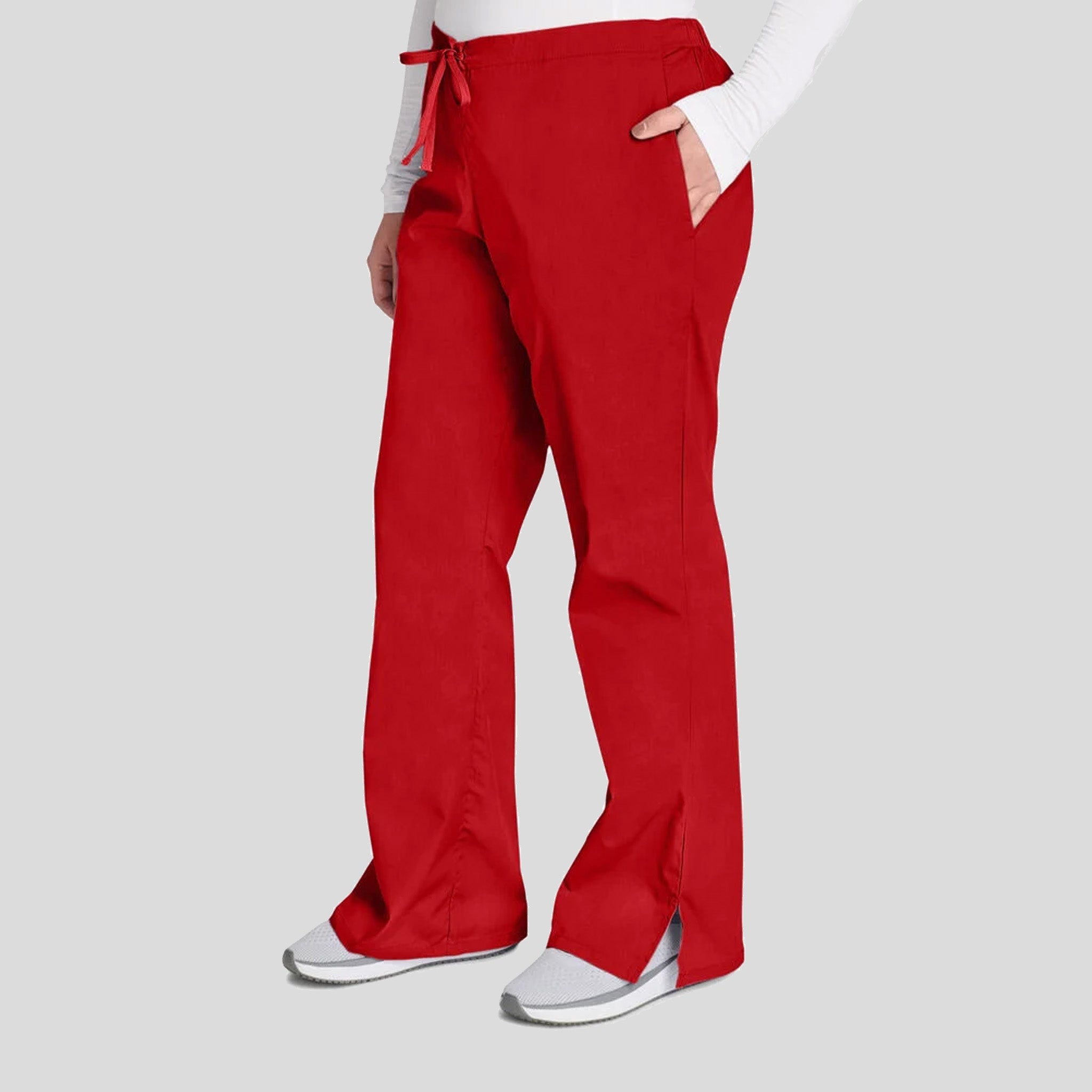 Natural Rise Flare Leg Drawstring Pant | Red