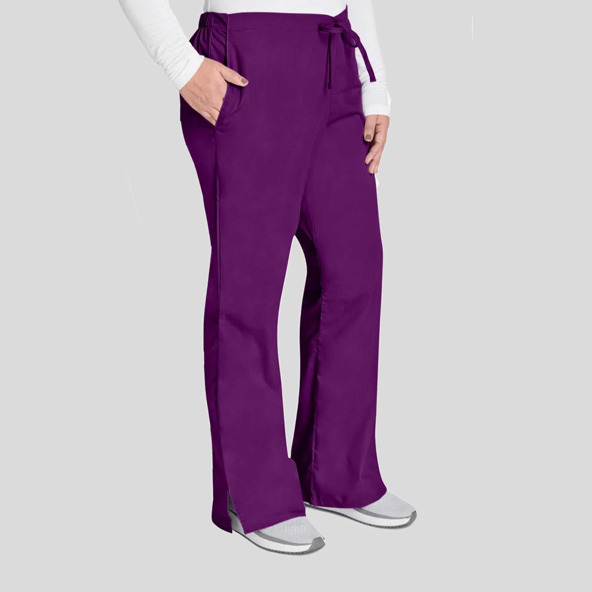 Natural Rise Flare Leg Drawstring Pant | Eggplant