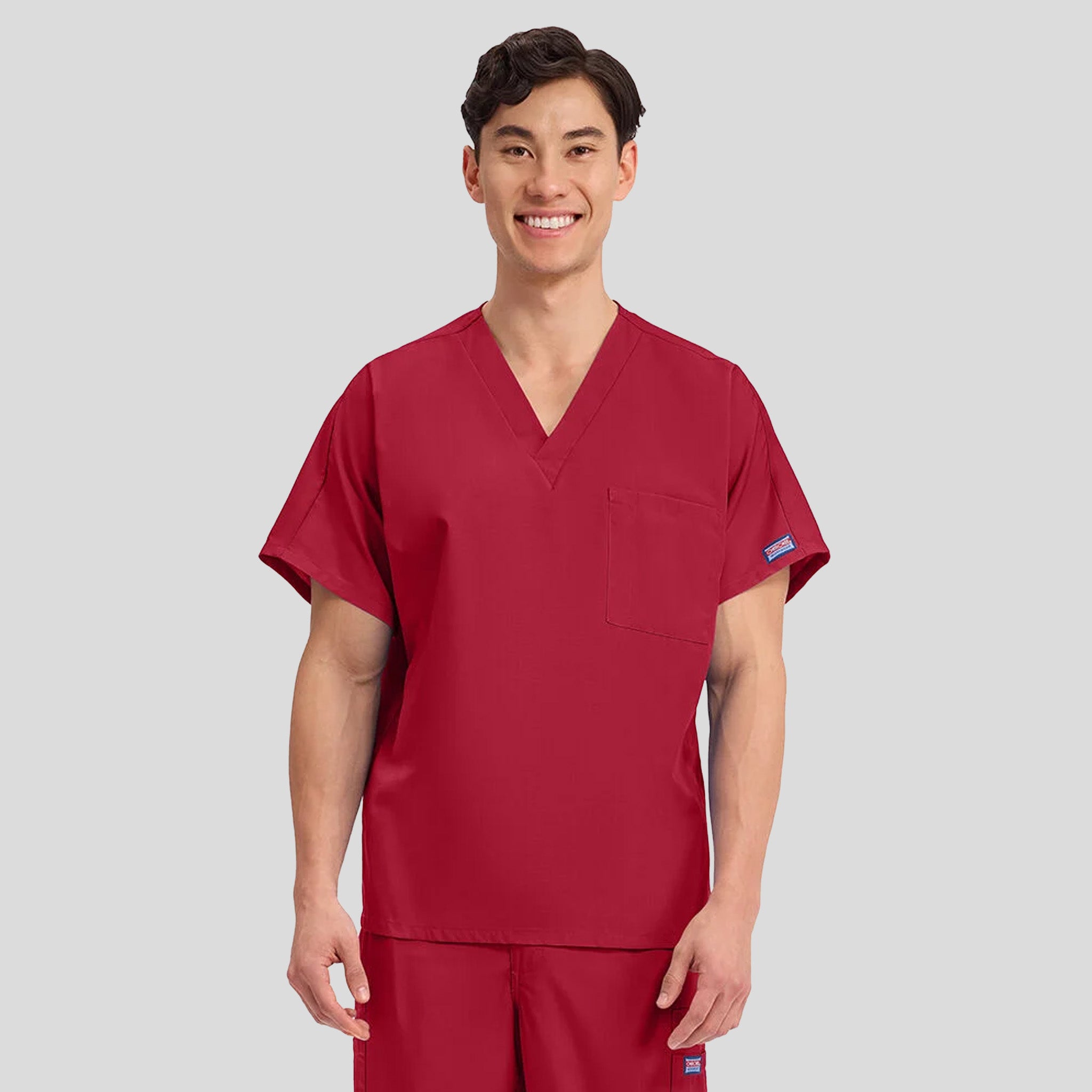 Unisex V-Neck 1 Pocket | Red