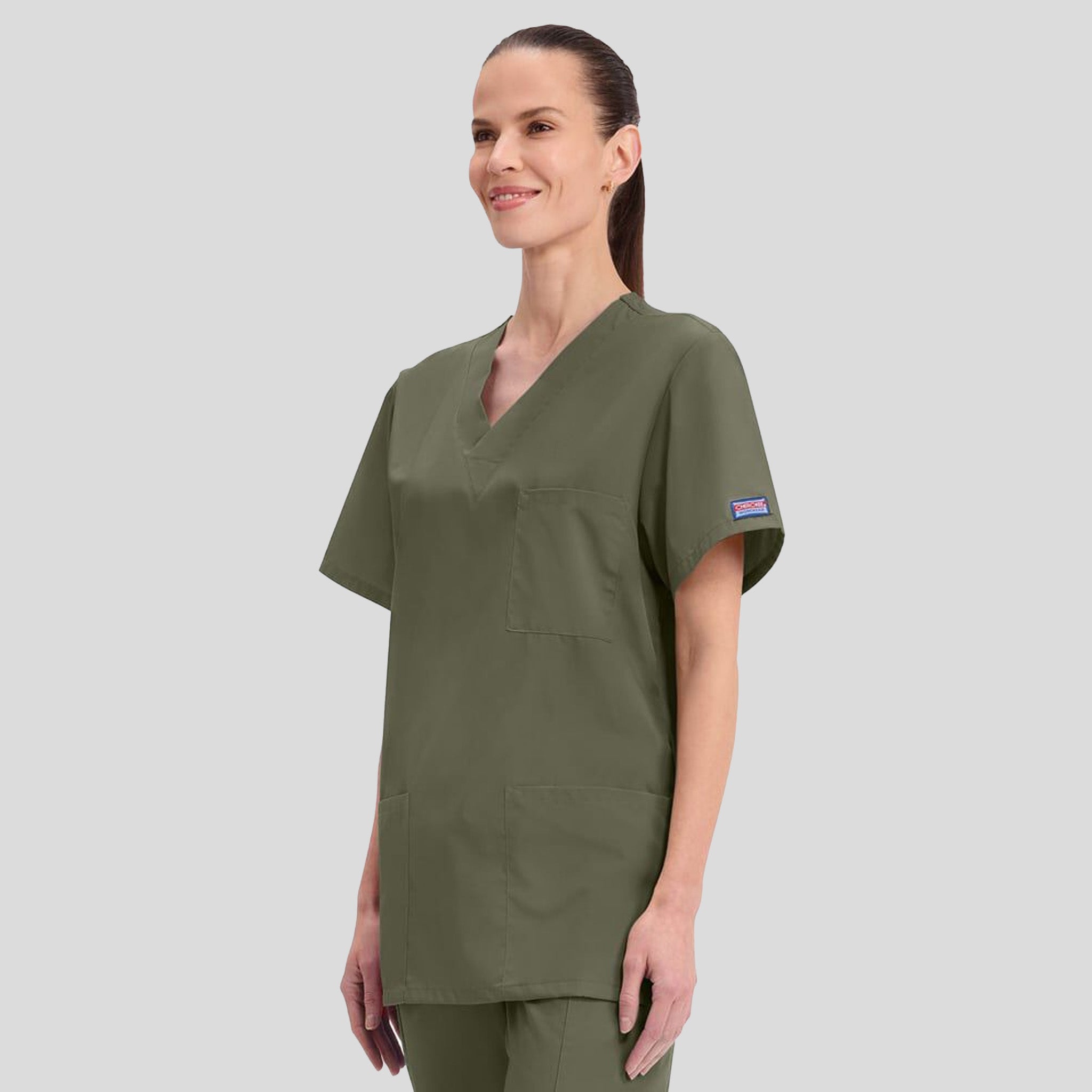 Unisex V-Neck 3 Pocket | Olive