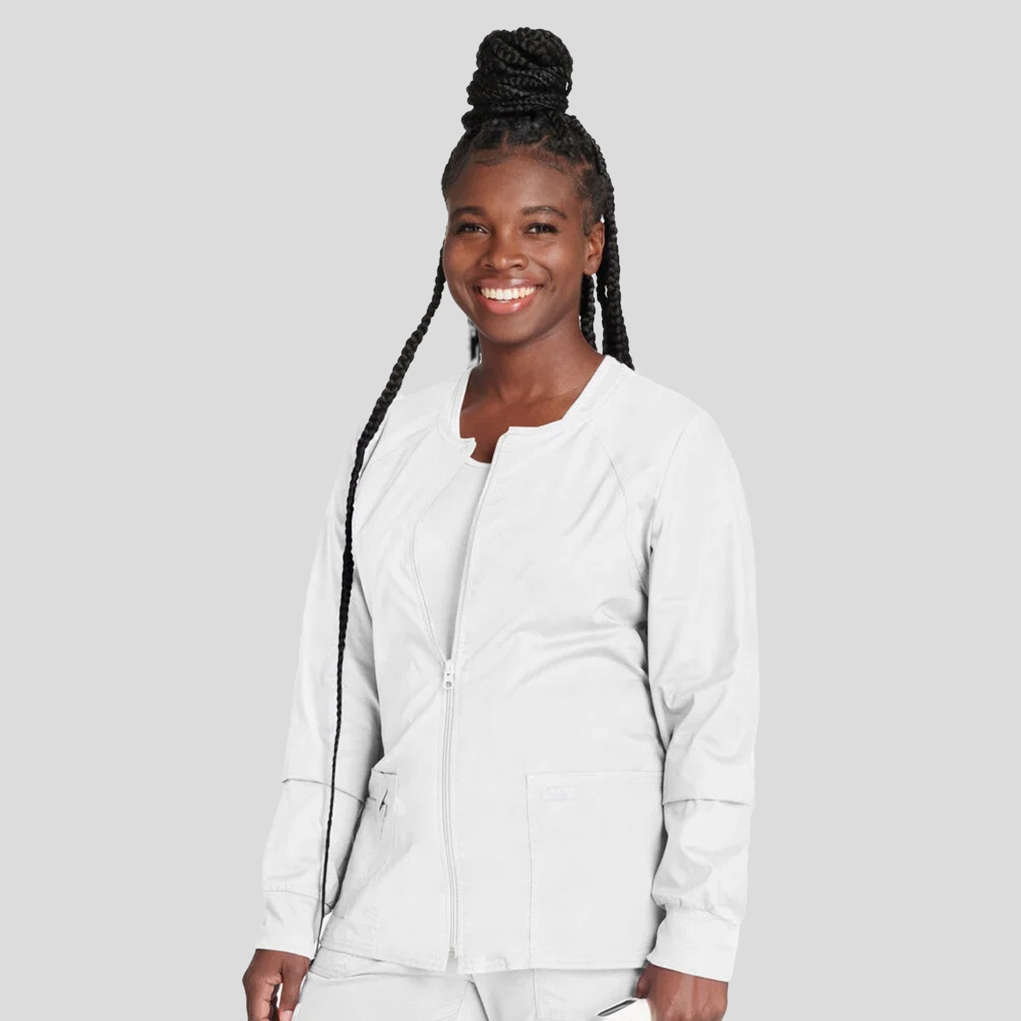 Women's Zip Front Warm Up | White