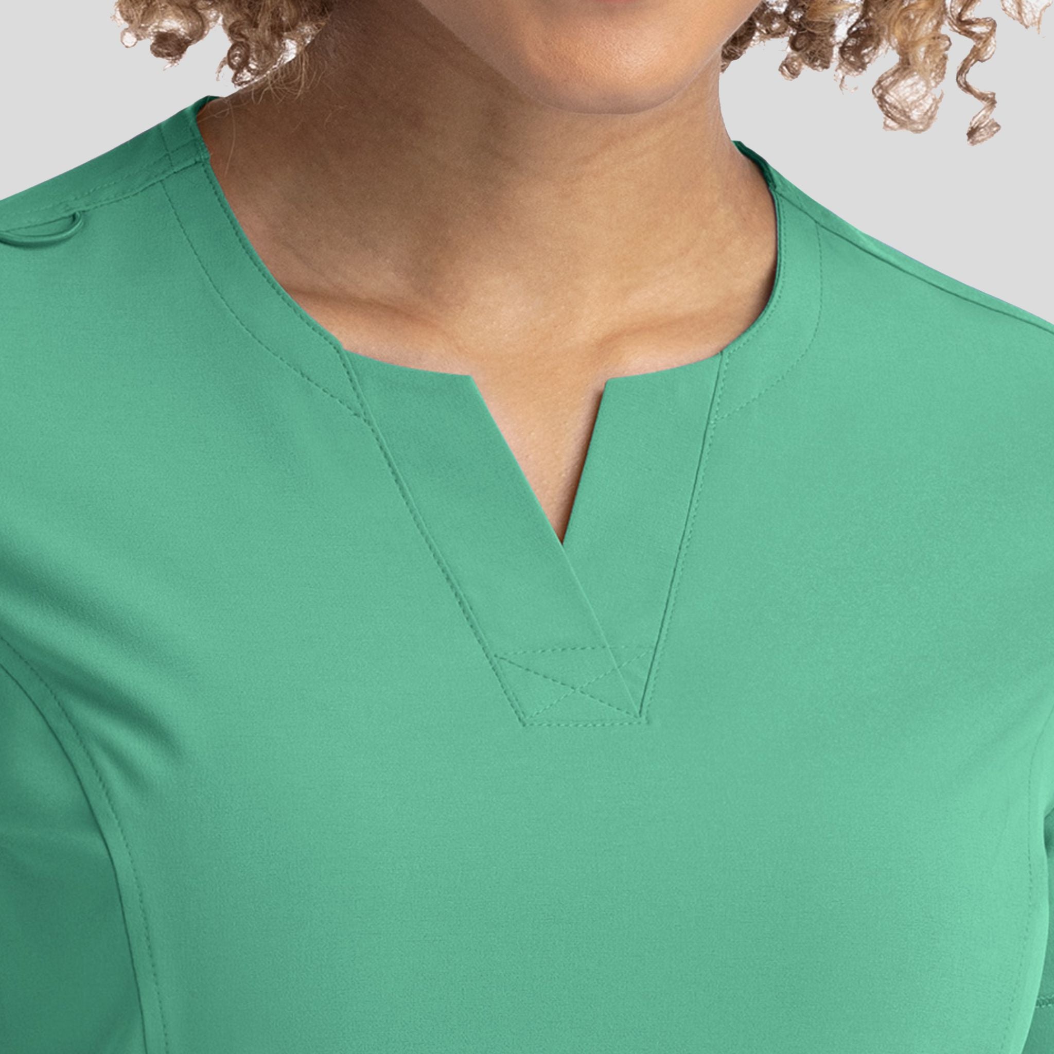 Notched Crew Neck Top | Jade