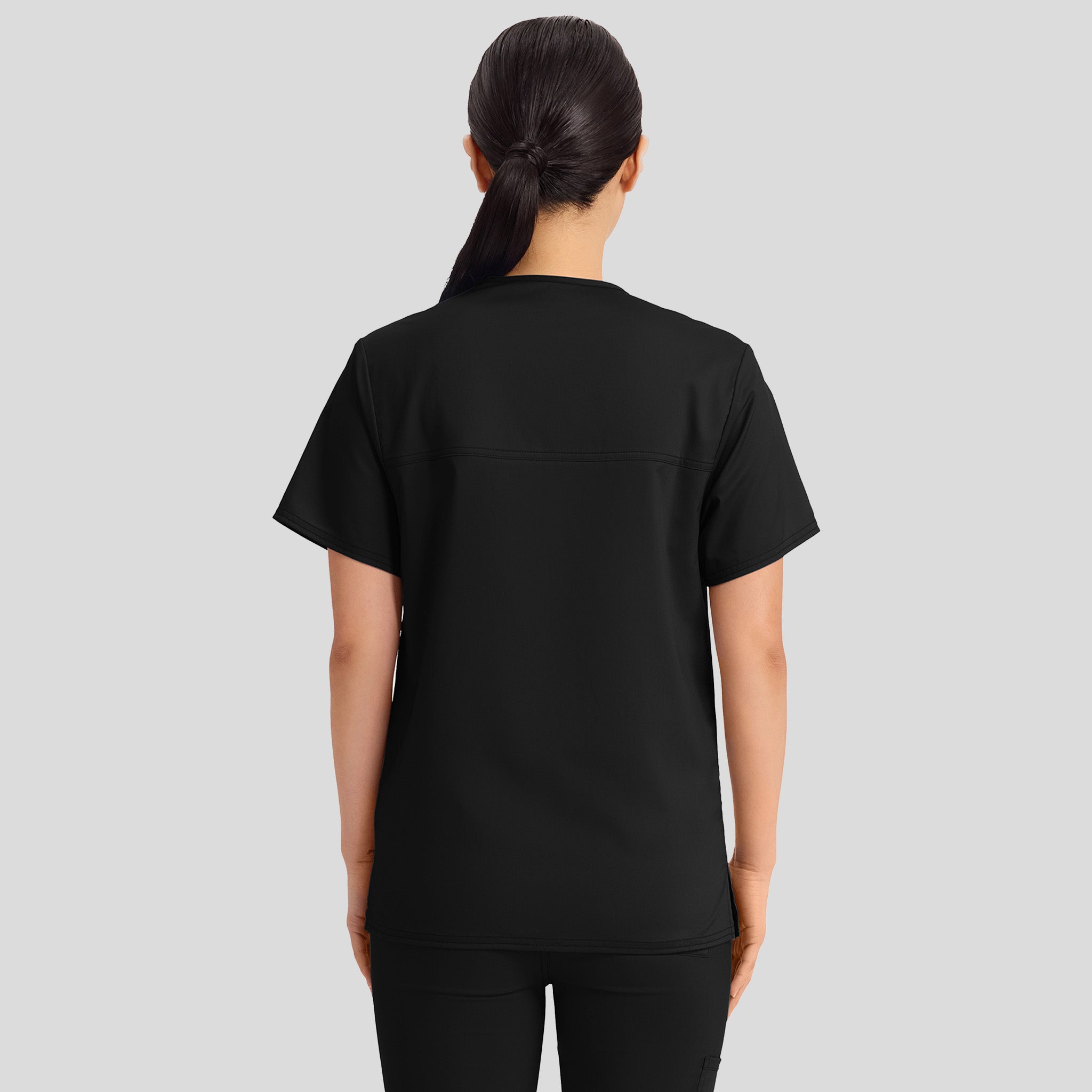 Unisex Tuck-In V-Neck Scrub Top | Black