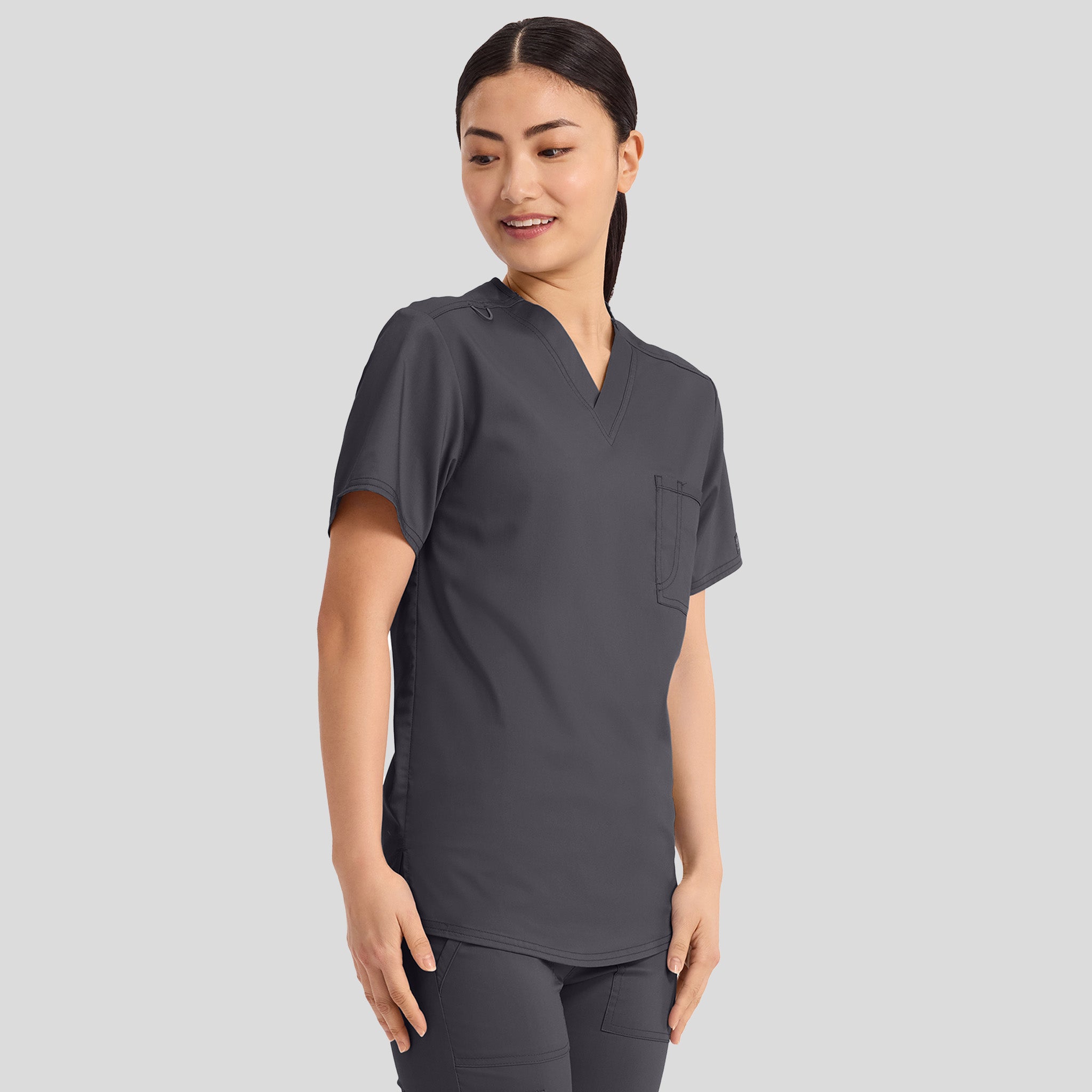 Unisex Tuck-In V-Neck Scrub Top | Pewter