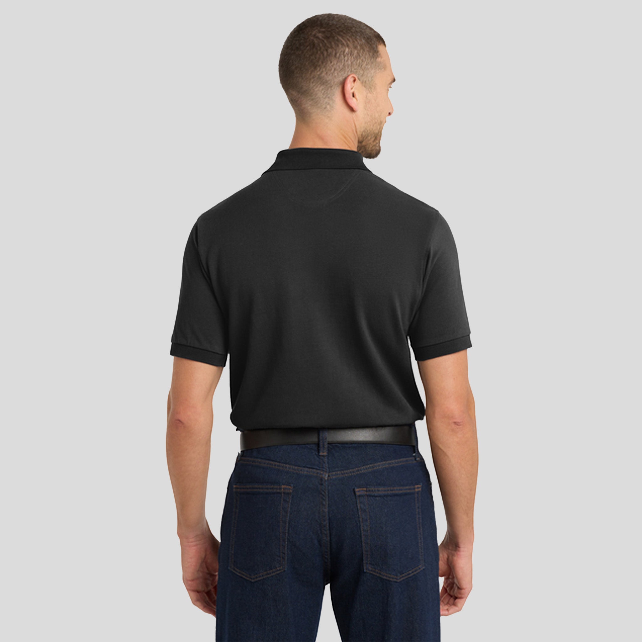 Heavyweight Cotton Pique Polo | Black