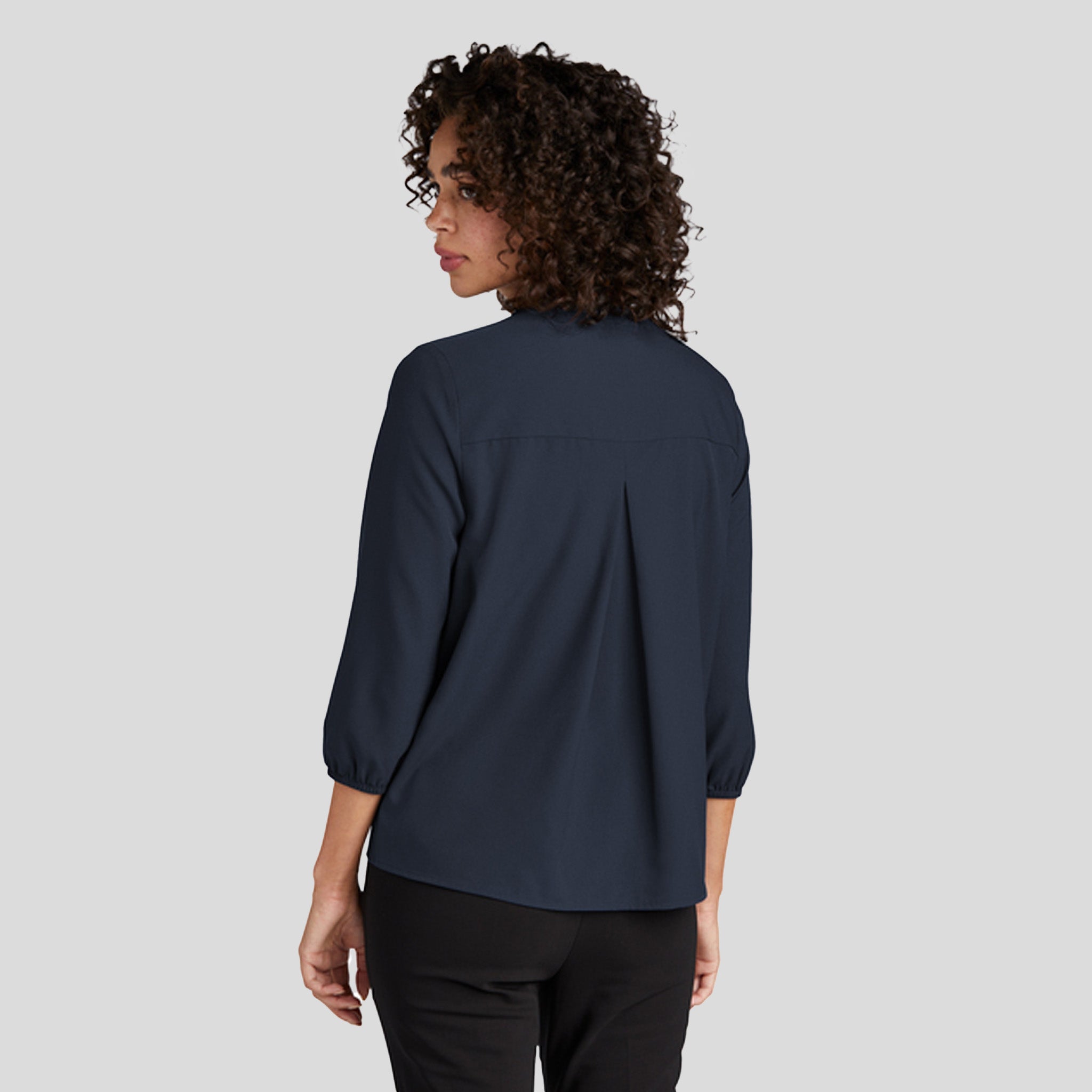 Women's Stretch Crepe 3/4-Sleeve Blouse | Night Navy
