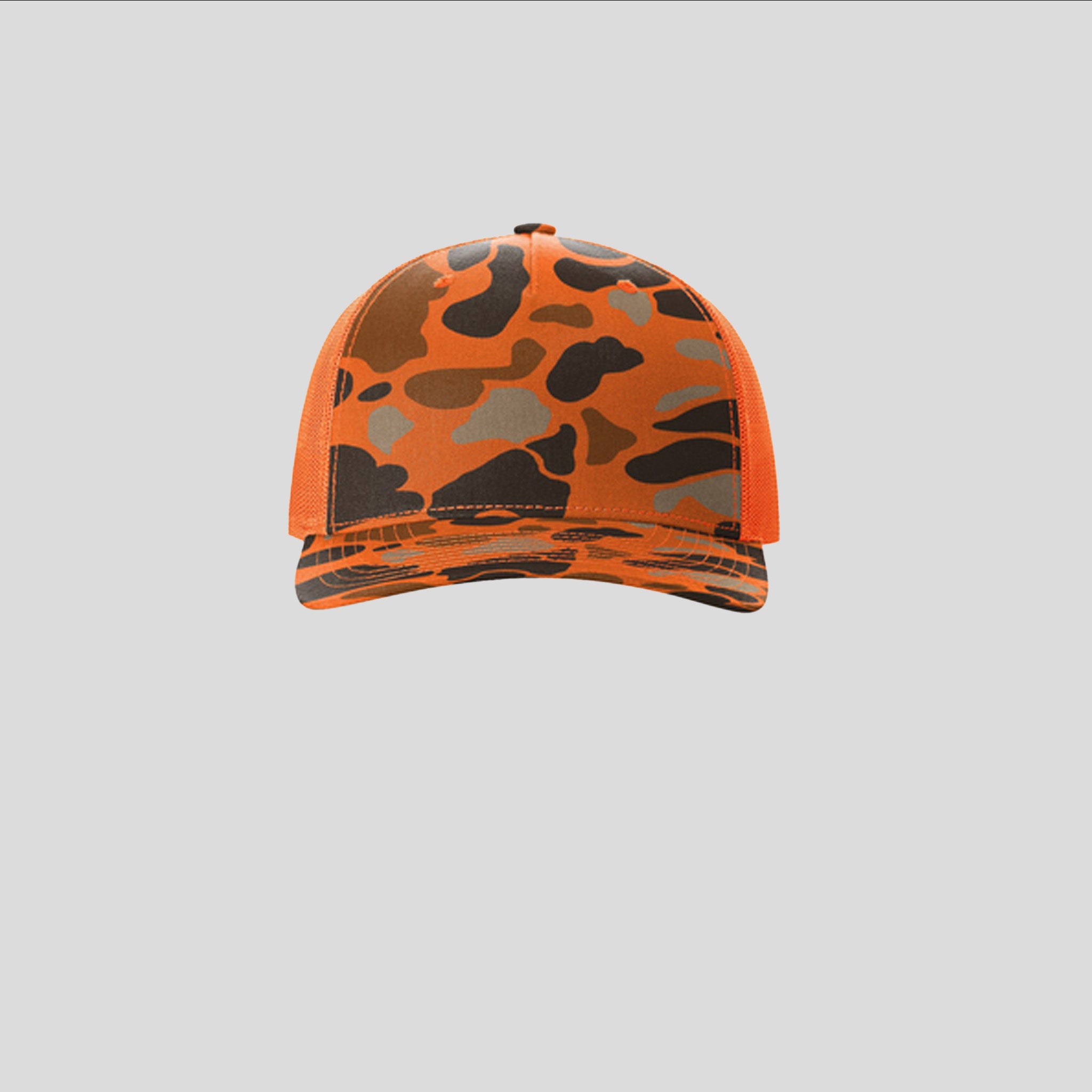 Printed Five-Panel Trucker Hat | Blaze Duck Camo/Blaze