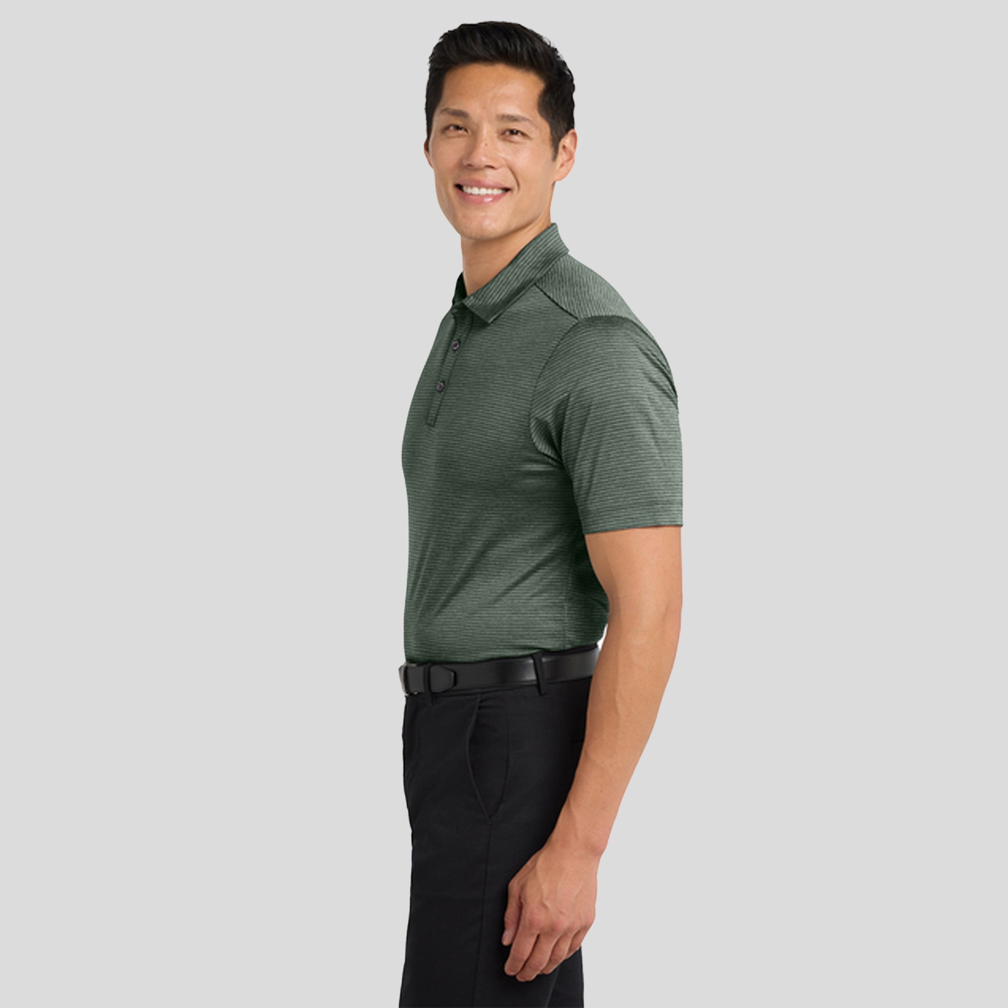 Shadow Stripe Polo | Deep Forest Green