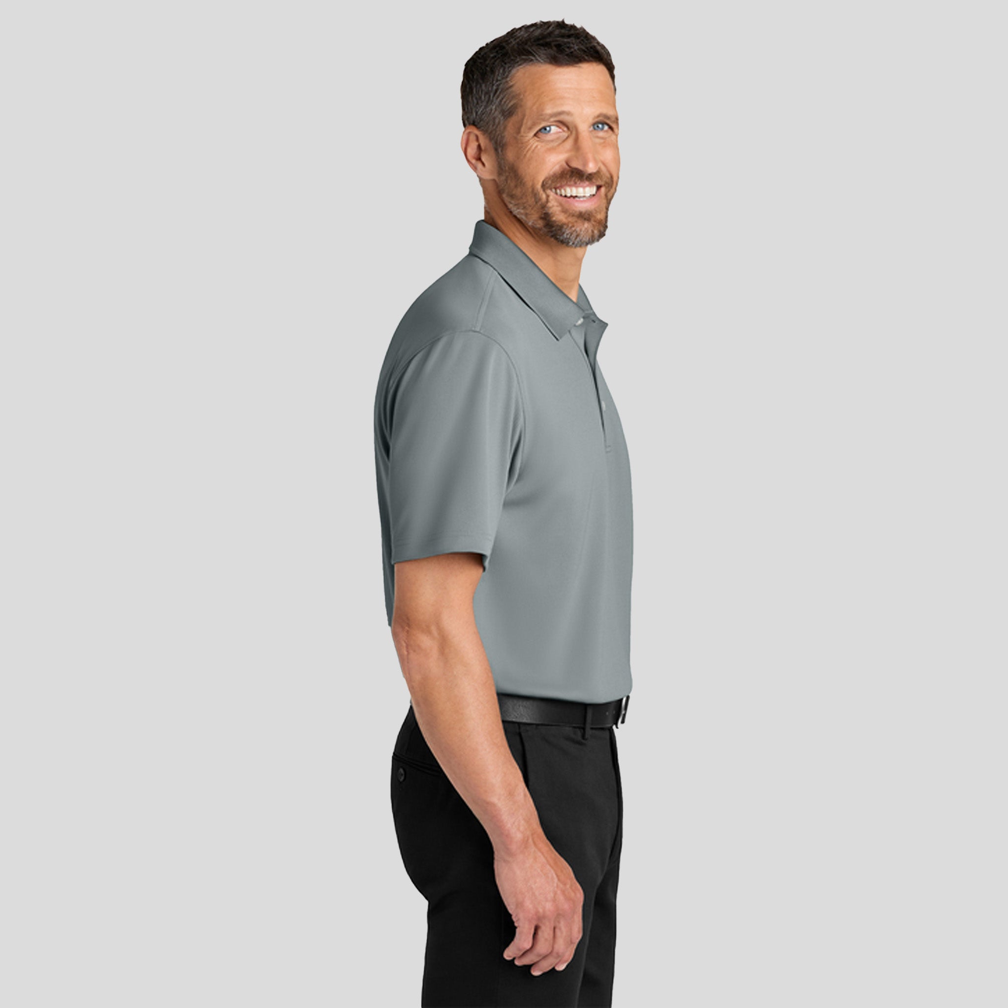 Men's Dry Zone® Stain-Release Grid Polo | Light Sterling Grey