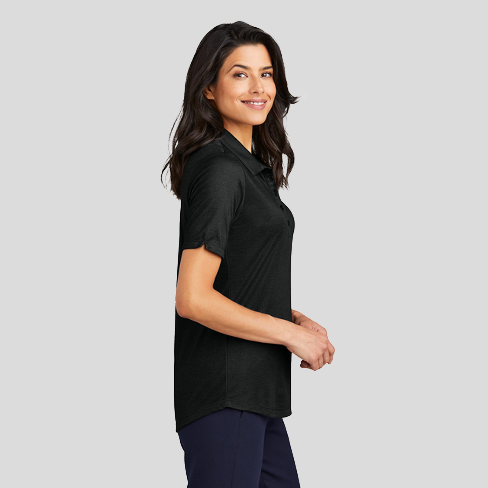 Women's Fine Pique Blend Polo | Black Heather