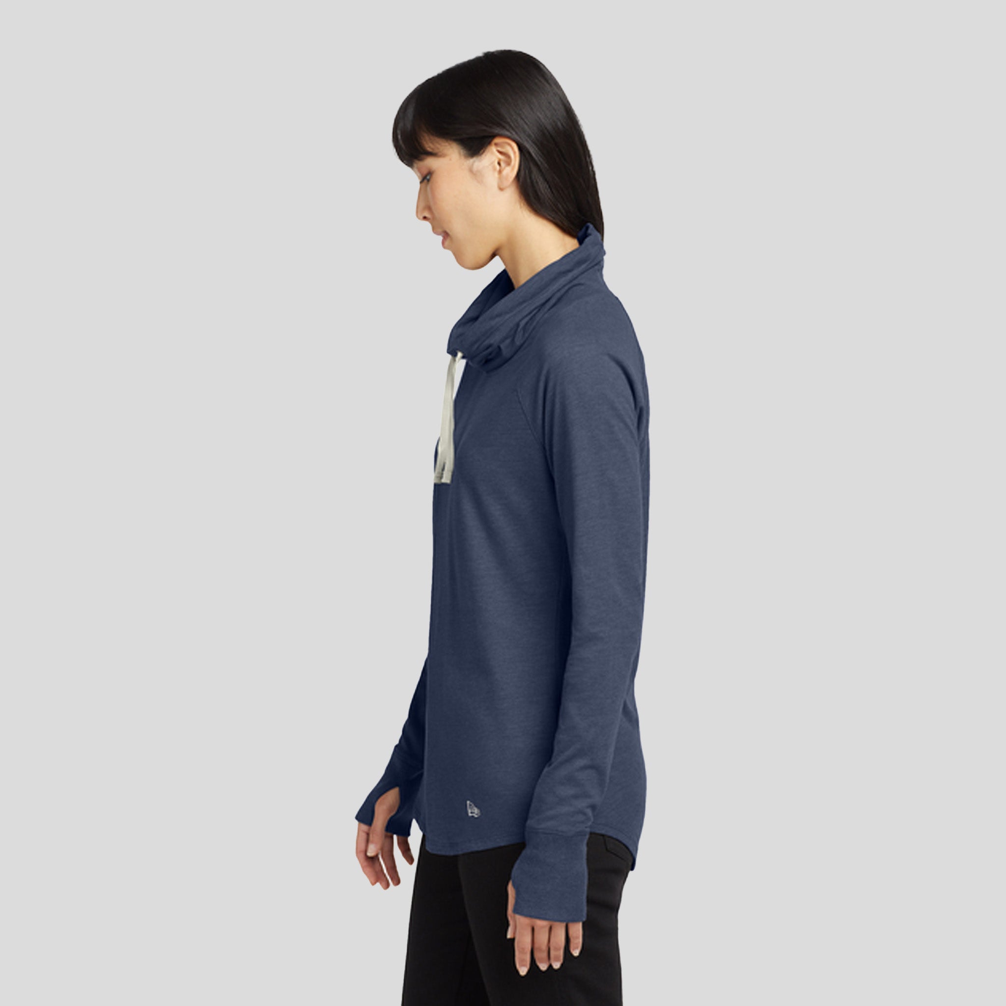 Women's Sueded Cotton Blend Cowl Tee | True Navy Heather