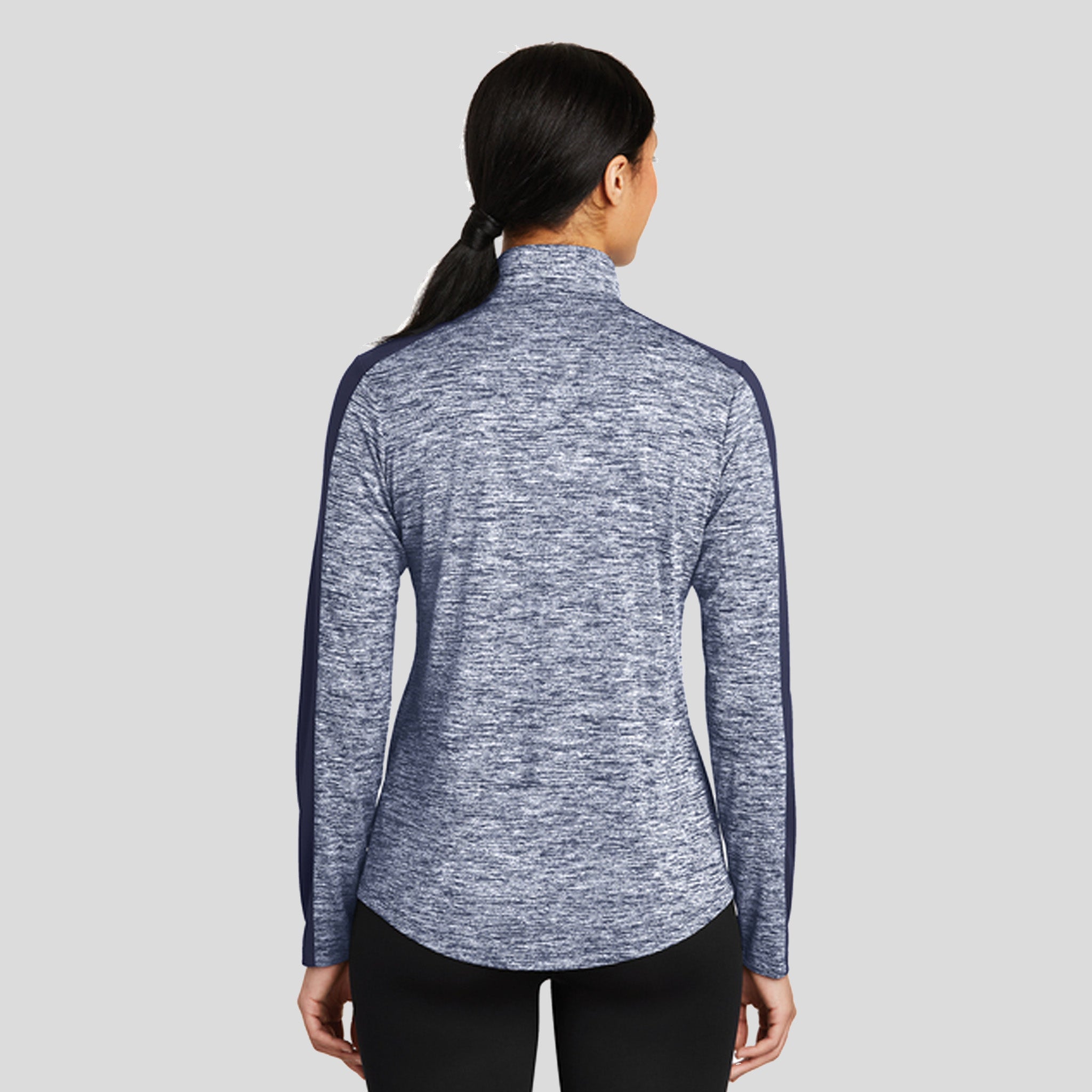 Women's PosiCharge® Electric Heather Colorblock 1/4-Zip Pullover | True Navy Electric/True Navy