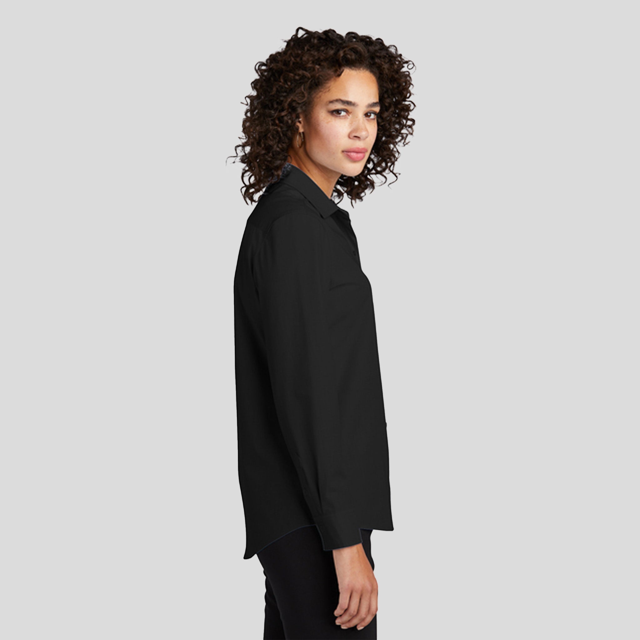 Women’s Long Sleeve Stretch Woven Shirt | Deep Black