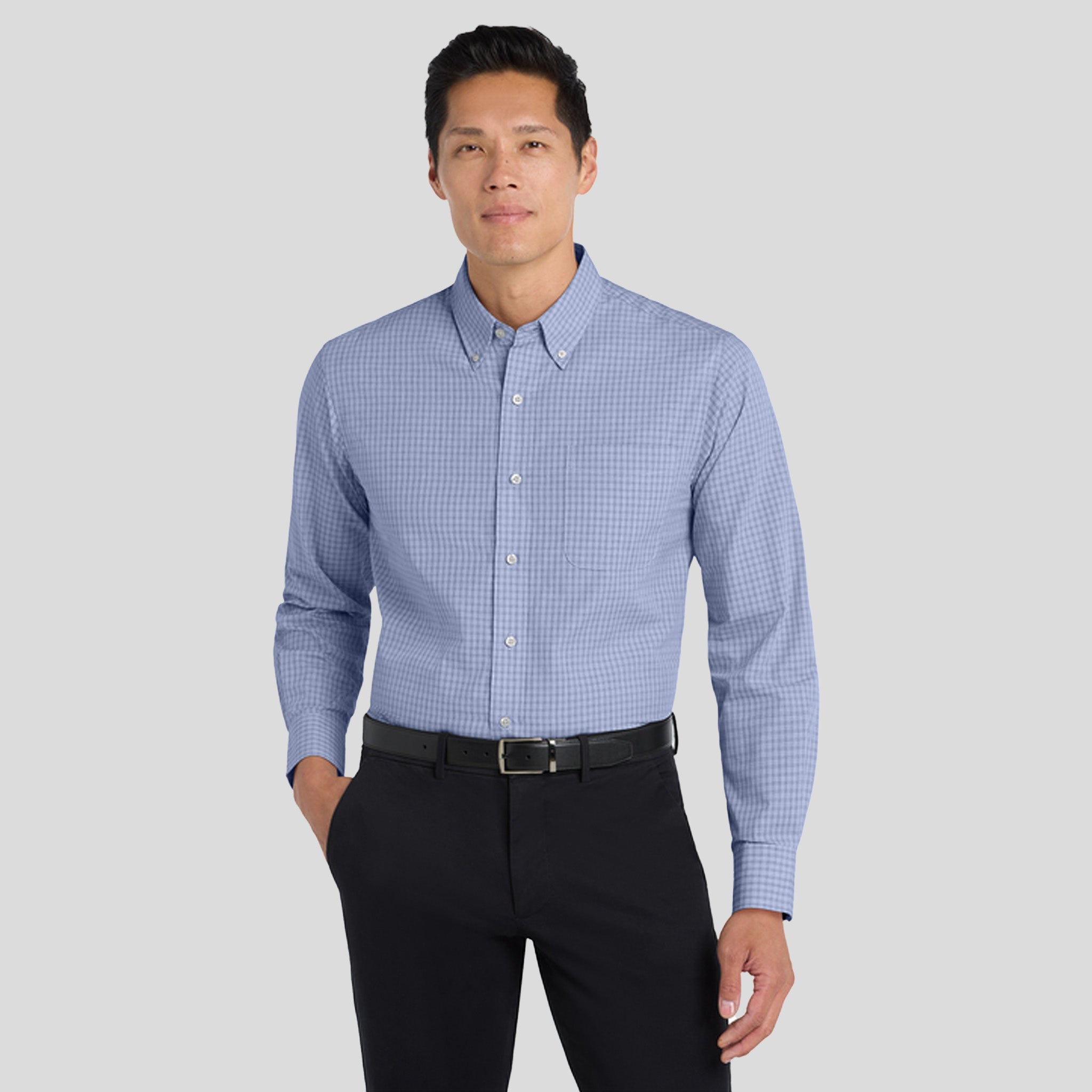 Plaid Pattern Easy Care Shirt | Navy
