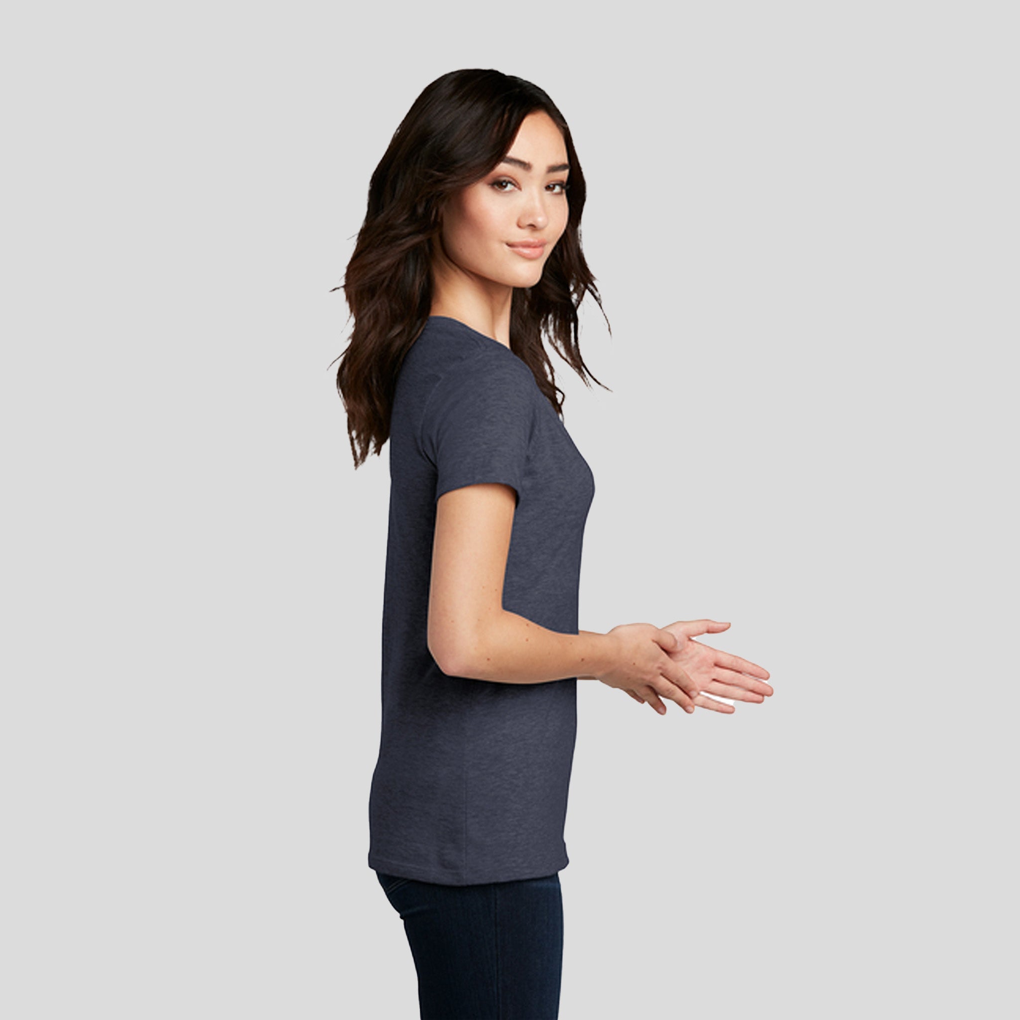 Women’s Perfect Blend® CVC V-Neck Tee | Heathered Navy