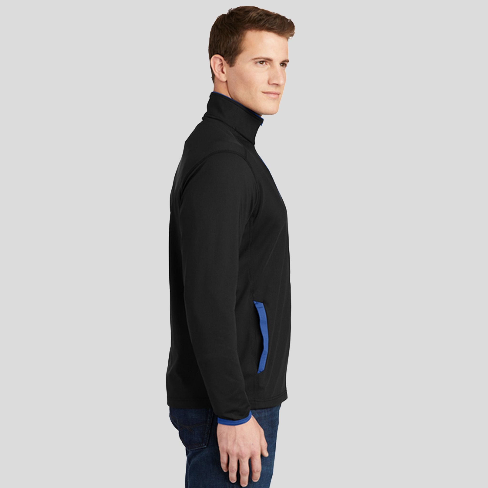Sport-Wick® Stretch Contrast Full-Zip Jacket | Black/True Royal